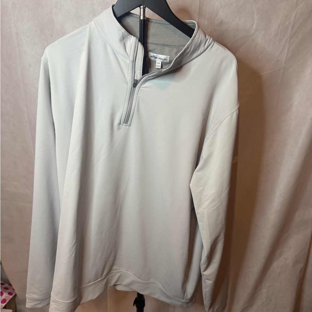 Peter Millar Light Gray Quarter-Zip Pullover